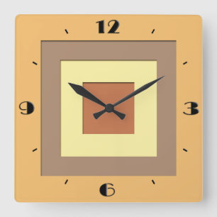 Mid-Century layered squares - Earth neutrals Square Wall Clock