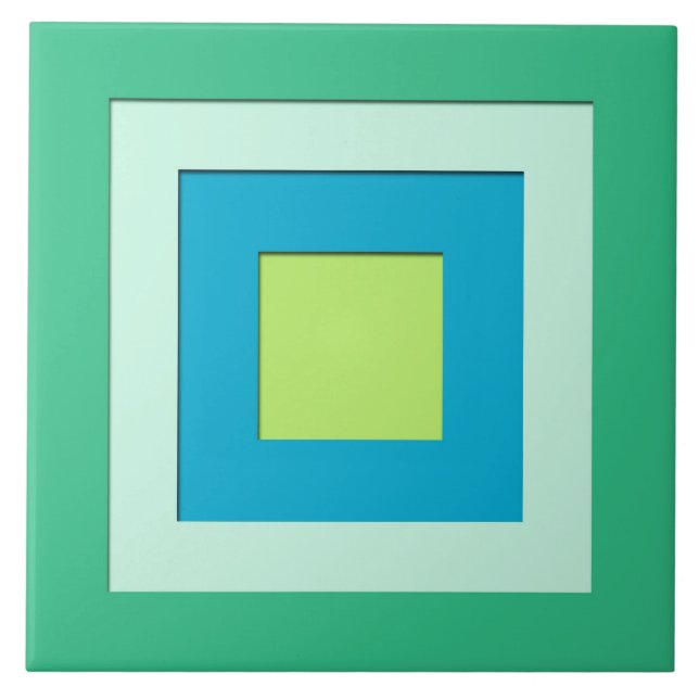 Mid-Century layered squares - jade green Ceramic Tile (Front)