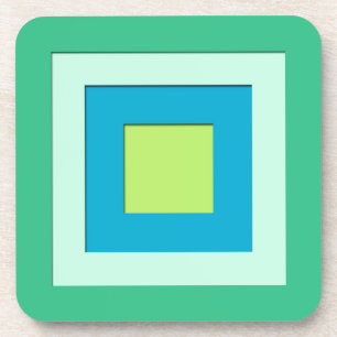 Mid-Century layered squares - jade green Coaster