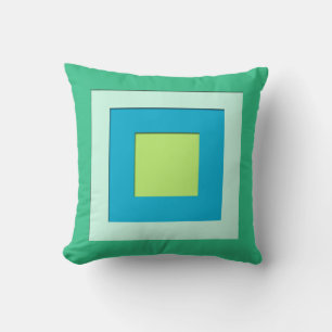 Mid-Century layered squares - jade green Cushion