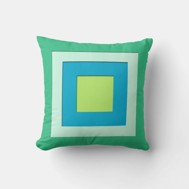 Mid-Century layered squares - jade green Cushion (Front)