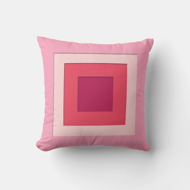 Mid-Century layered squares - pink and wine Outdoor Cushion (Front)