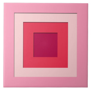 Mid-Century layered squares - pink and wine Tile