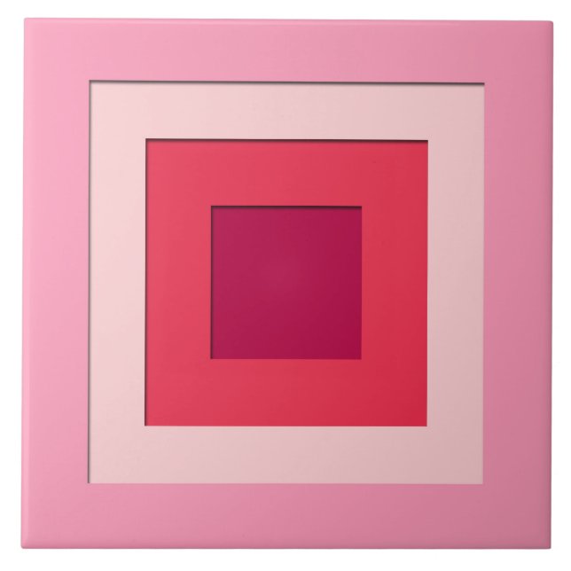 Mid-Century layered squares - pink and wine Tile (Front)