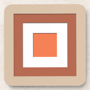 Mid-Century layered squares - taupe and coral Coaster