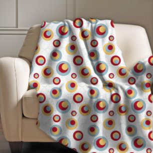 Mid-century Leopard Spots Circles Retro Pattern Fleece Blanket