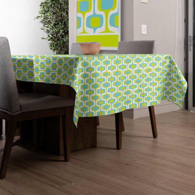 Mid-Century Lime and Aqua Ovals and Circles Tablecloth (Creator Uploaded)