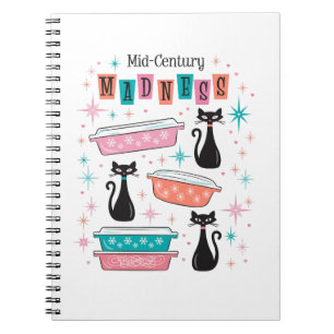 Mid-Century Madness Pyrex Cats Atomic Notebook
