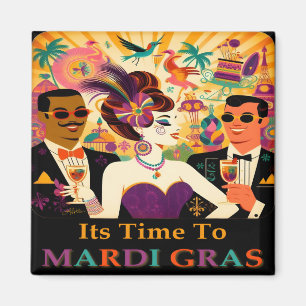 Mid Century Mardi Gras Cocktail Party Magnet