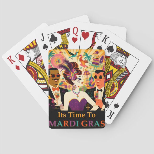 Mid Century Mardi Gras Cocktail Party Playing Cards (Back)