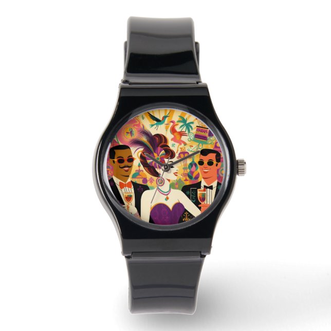 Mid Century Mardi Gras Cocktail Party Watch (Front)