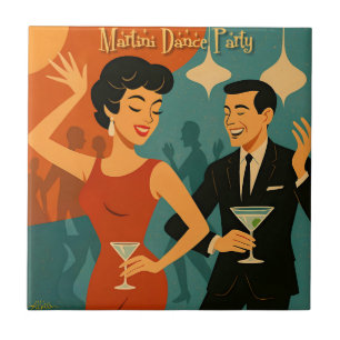 Mid Century Martini Dance Party Ceramic Tile
