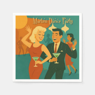 Mid Century Martini Dance Party Napkin