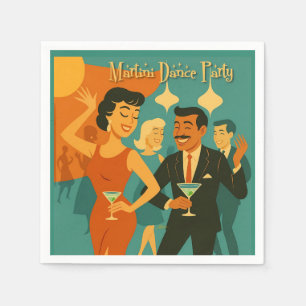 Mid Century Martini Dance Party Napkin