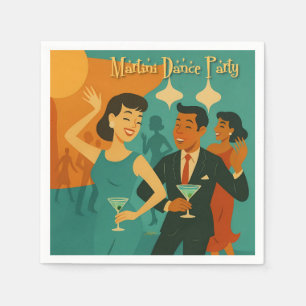 Mid Century Martini Dance Party Napkin