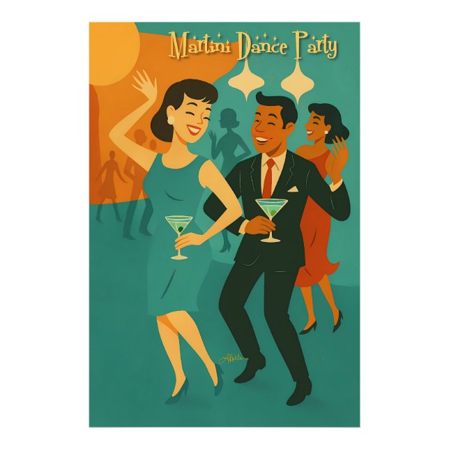 Mid Century Martini Dance Party Photo Print (Front)