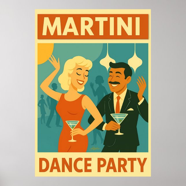 Mid Century Martini Dance Party Poster (Front)
