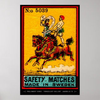 Mid Century Matchbox Cover Art Poster