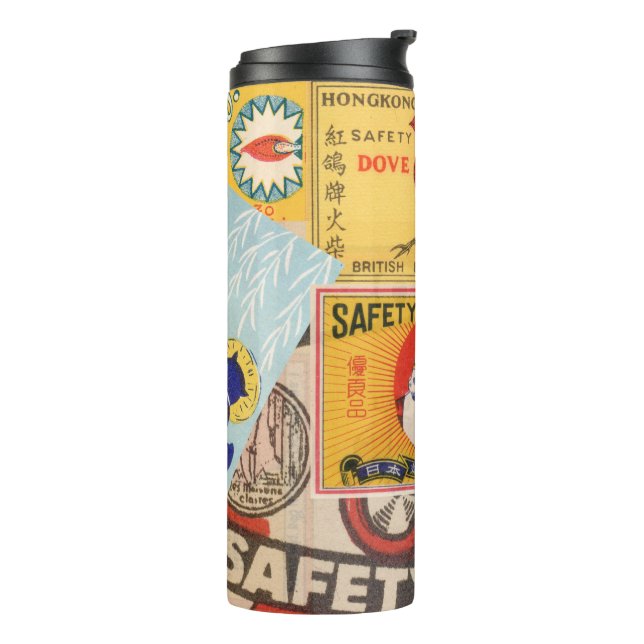Mid Century Matchbox Cover Art Thermal Tumbler (Rotated Left)