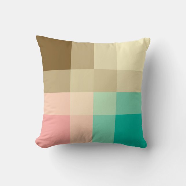 Mid-Century mega plaid - brown & peach Cushion (Front)