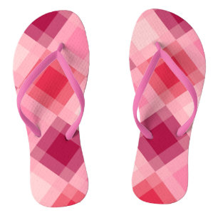 Mid-Century mega plaid - pink and wine Thongs
