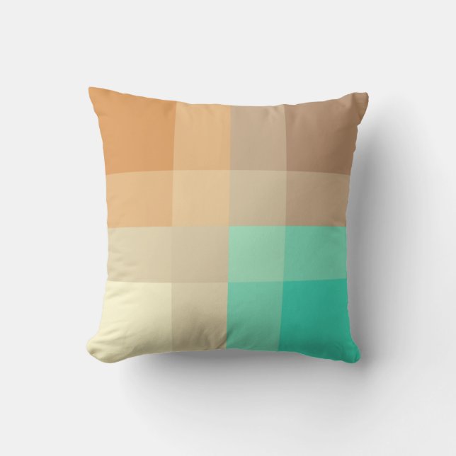 Mid-Century mega plaid - tan & turquoise Cushion (Front)