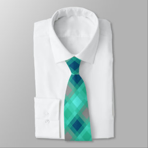 Mid-Century mega plaid - turquoise & grey Tie