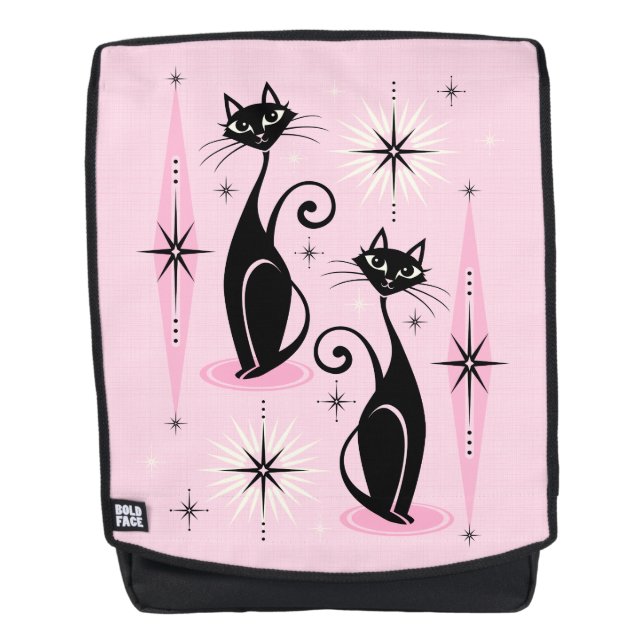 Mid Century Meow Retro Atomic Cats Backpack (Front)