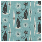 Mid Century Meow Retro Atomic Cats on Blue