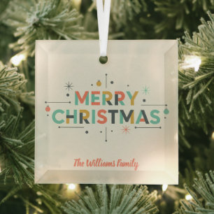 Mid-Century Merry Christmas – Custom Glass Tree Decoration