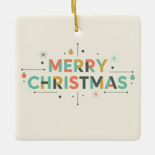 Mid-Century Merry Christmas – Retro Style Ceramic Ornament