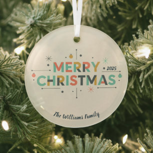 Mid-Century Merry Christmas – Retro Style Glass Tree Decoration