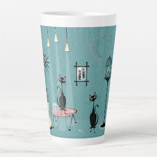 Mid Century Mischief / Cat Red-Handed II B Latte Mug