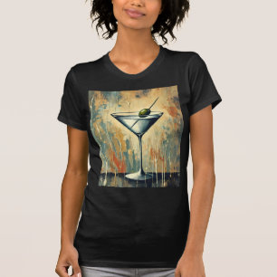 Mid Century Mixed Media Martini Art T-Shirt