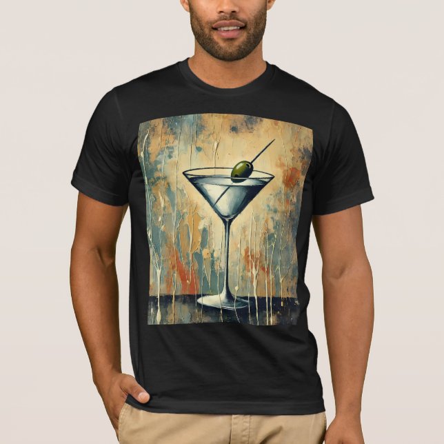 Mid Century Mixed Media Martini Art T-Shirt (Front)