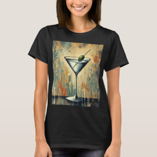 Mid Century Mixed Media Martini Art T-Shirt
