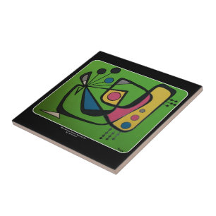 Mid Century Mod Abstract #4 painting on a Tile