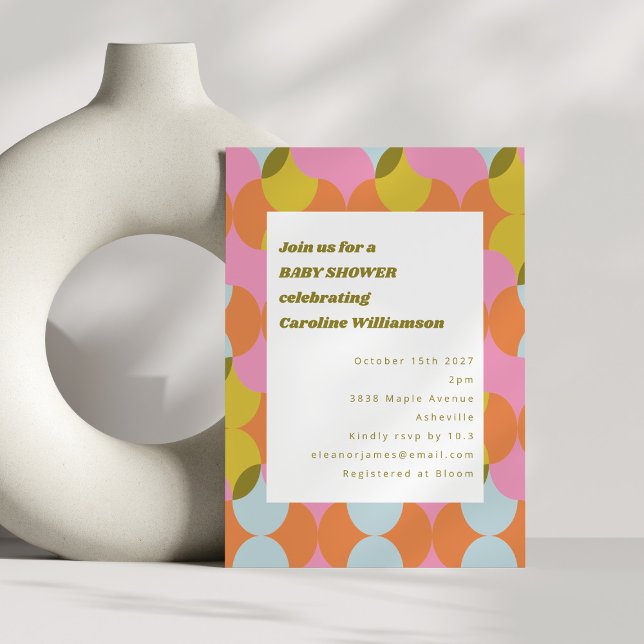 Mid Century Mod Abstract Geometric Baby Shower Invitation (Creator Uploaded)