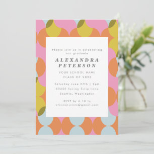 Mid Century Mod Abstract Geometric Graduation  Invitation