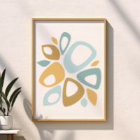 Mid Century Mod Aqua, Yellow Abstract Throw Pillow