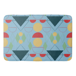 Mid Century Mod Blue Geometric Bath Mat