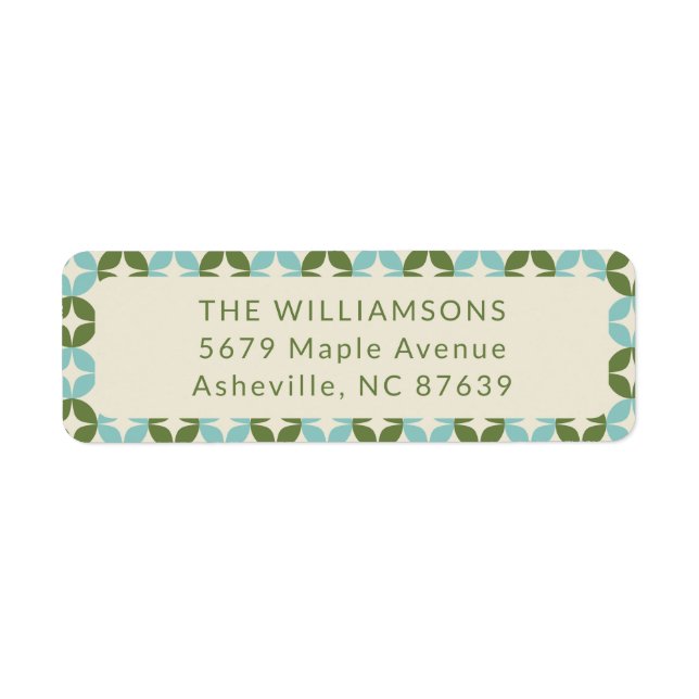Mid Century Mod Blue Sage Green Return Address Label (Front)