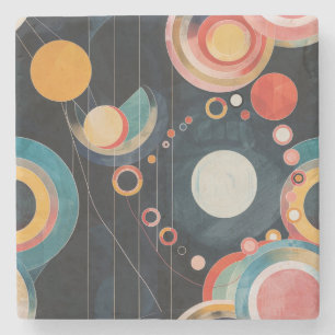 Mid Century Mod Circles in style of Hilma af Klint Stone Coaster