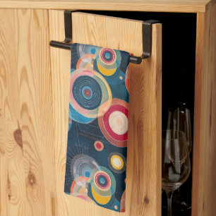 Mid Century Mod Circles in style of Hilma af Klint Tea Towel