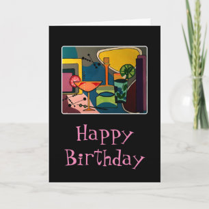 'Mid Century Mod Cocktails' painting on a Card