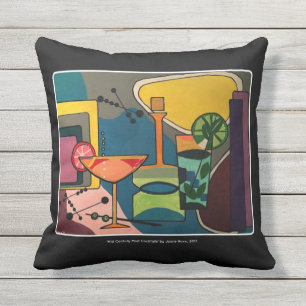 'Mid Century Mod Cocktails' painting on a Outdoor Cushion