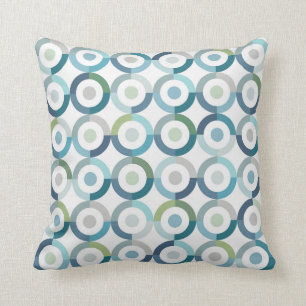 Mid Century Mod Colour Block Rings Pattern Cushion