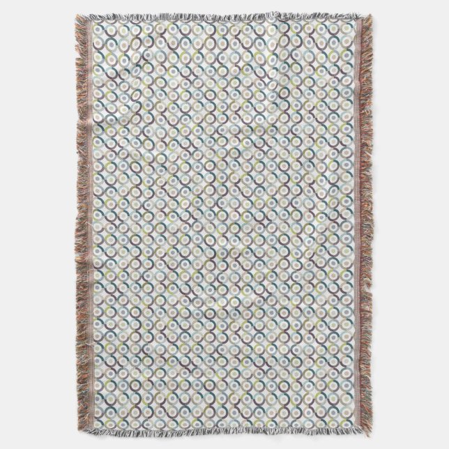 Mid Century Mod Colour Block Rings Pattern Throw Blanket (Front Vertical)