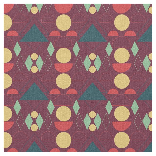 Mid Century Mod Fuchsia Geometric Fabric (Close Up)