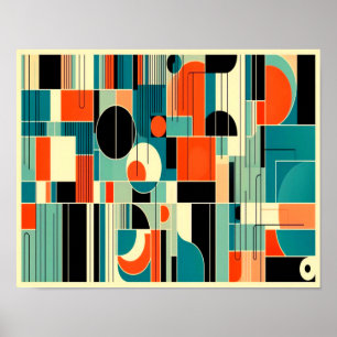 Mid Century Mod Geometric Abstract  Poster